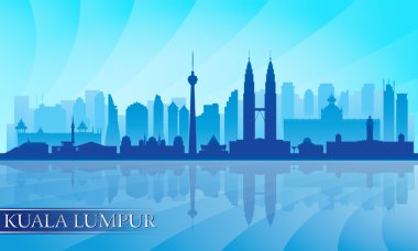 Kuala Lumpur city skyline detailed silhouette clipart