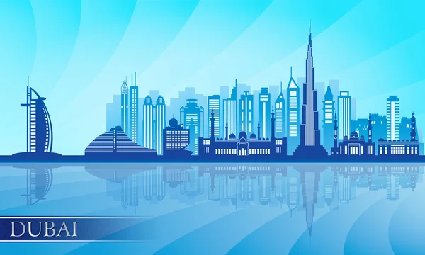 Dubai city skyline detailed silhouette — Stock Vector