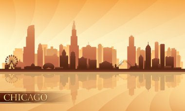 Chicago şehir manzarası detaylı siluet
