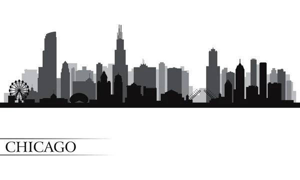 Chicagské městské panorama podrobné silueta Stock Ilustrace