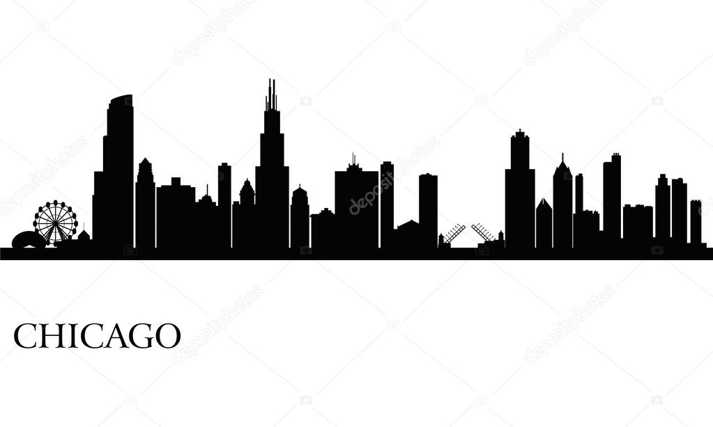 Chicago city skyline silhouette background