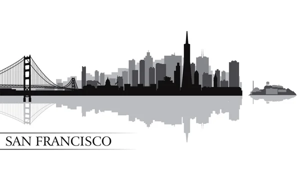 サンフランシスコ市のスカイライン シルエット背景 — ストックベクタ