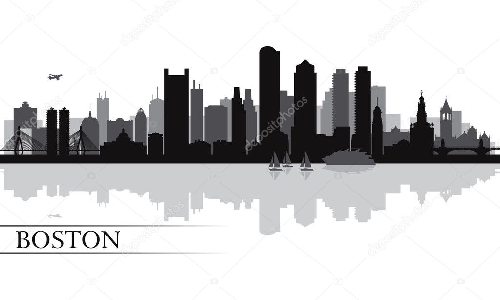 Boston city skyline silhouette background