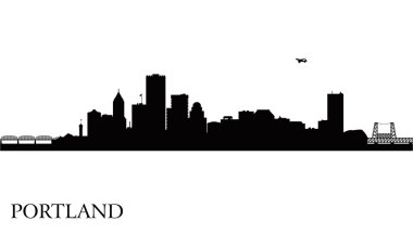 Portland şehir manzarası siluet arka plan