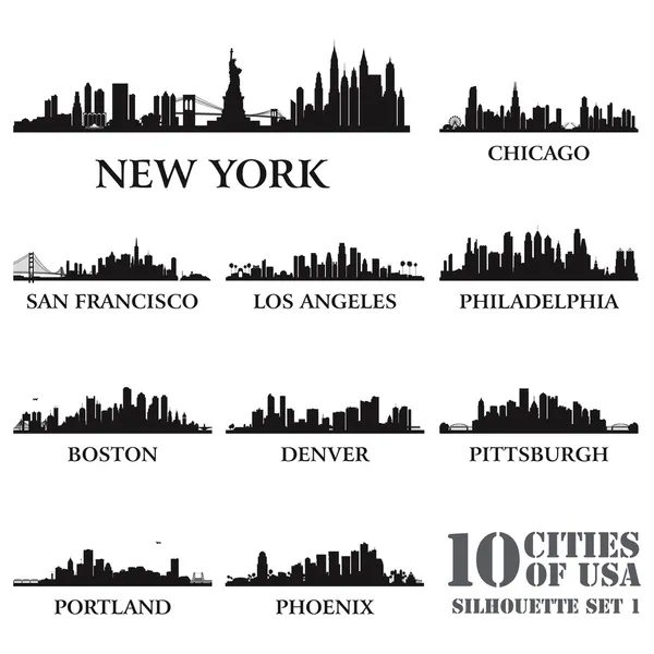 Silhouette city meg az USA-ban n1 Jogdíjmentes Stock Illusztrációk