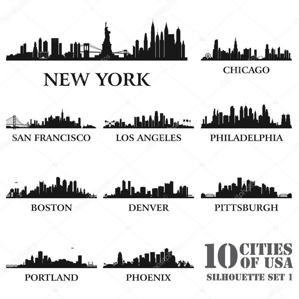 Silhouette city set of USA N1
