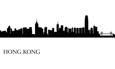Hong kong şehir manzarası siluet arka plan