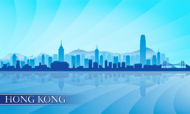 Hong kong şehir manzarası siluet arka plan