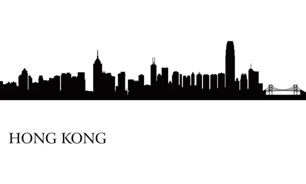 Hong Kong ciudad horizonte silueta fondo — Vector de stock