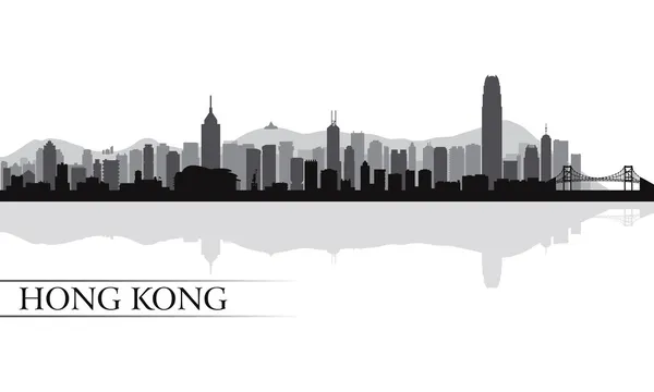 Hong Kong ciudad horizonte silueta fondo — Vector de stock