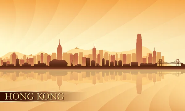 Hong Kong ciudad horizonte silueta fondo — Vector de stock