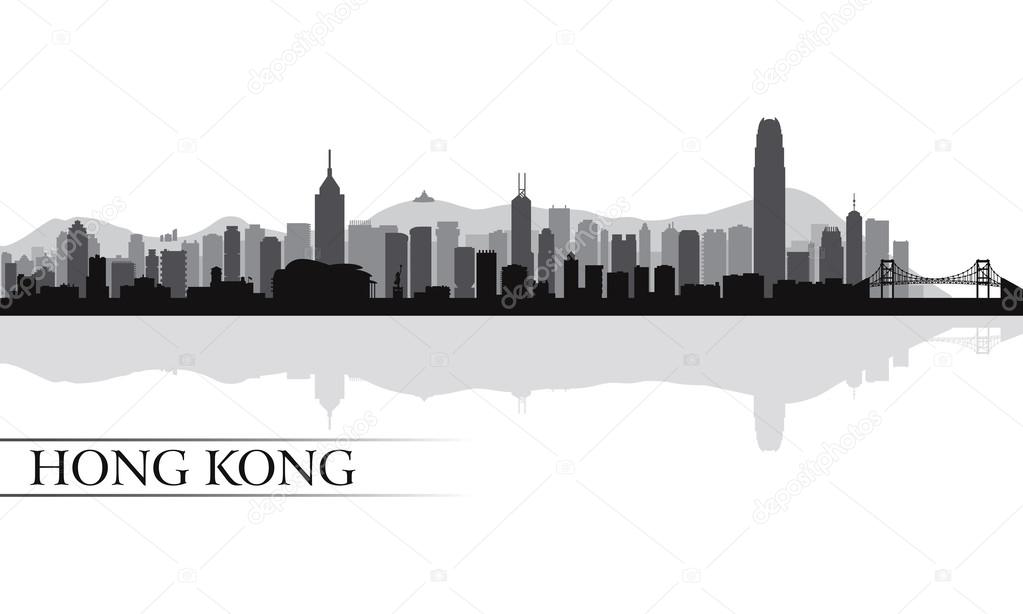 Hong Kong city skyline silhouette background