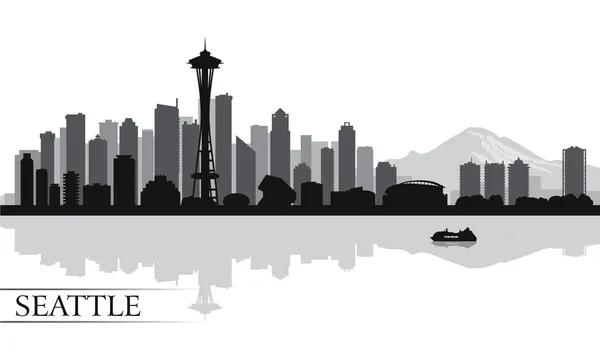 Seattle città skyline silhouette sfondo — Vettoriale Stock