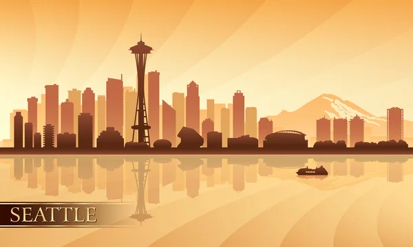 Seattle Stadt Skyline Silhouette Hintergrund — Stockvektor