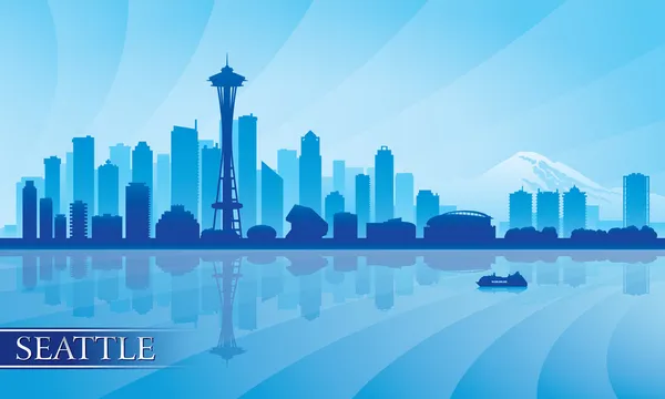 Seattle Stadt Skyline Silhouette Hintergrund — Stockvektor