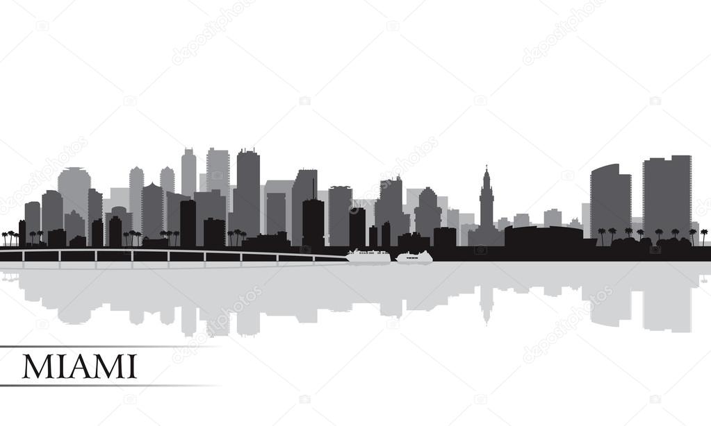 Miami city skyline silhouette background