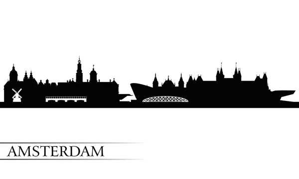 Amsterdam cidade skyline silhueta fundo — Vetor de Stock