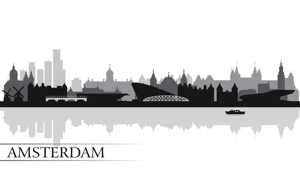 Amsterdam ciudad horizonte silueta fondo — Vector de stock