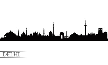 Delhi şehir manzarası siluet arka plan