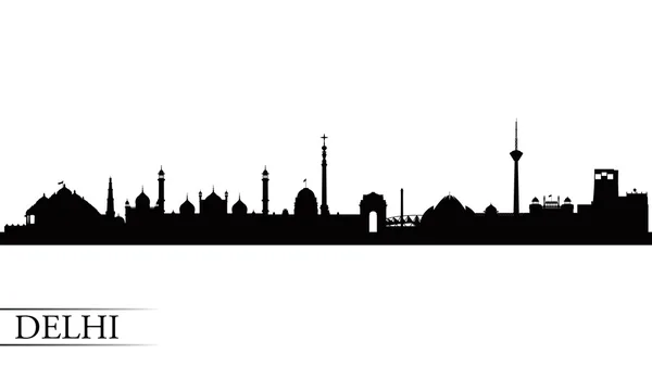 Delhi stad skyline van silhouet achtergrond — Stockvector