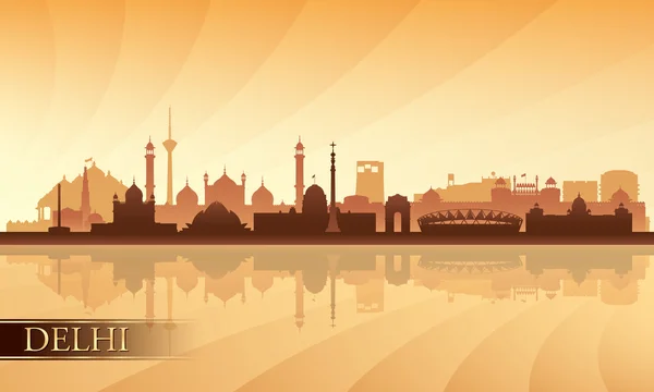 Ciudad de Delhi skyline silueta fondo — Vector de stock