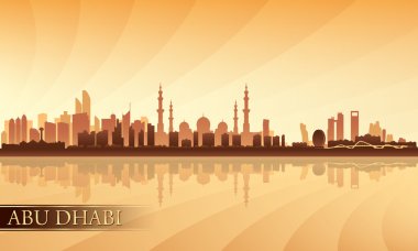 Abu Dabi şehir manzarası siluet arka plan