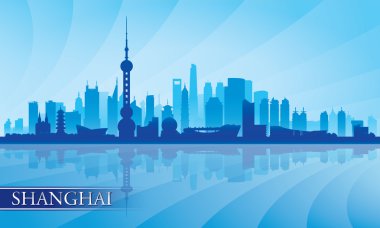 Shanghai city skyline silhouette background clipart