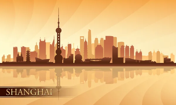 Shanghai ciudad horizonte silueta fondo — Vector de stock