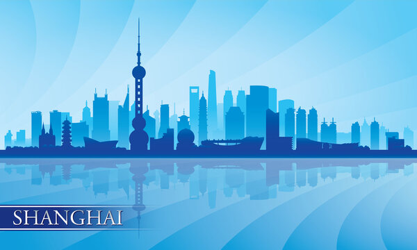 Shanghai city skyline silhouette background