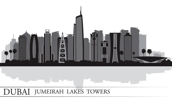 Dubai jumeirah lakes towers skyline siluet arka plan — Stok Vektör