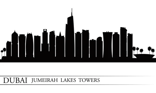 Dubai Jumeirah Lakes Towers skyline silhouette background — Stock Vector