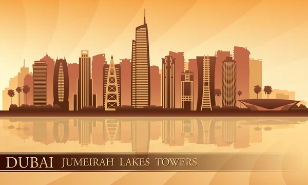 Dubai Jumeirah Lagos Torres skyline silhueta fundo — Vetor de Stock