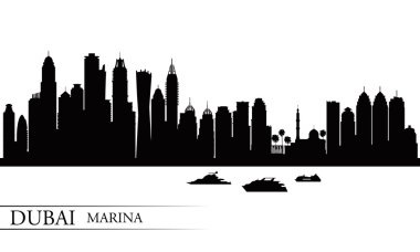Dubai marina şehir manzarası siluet arka plan