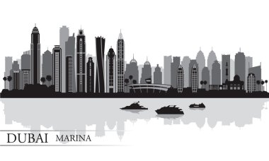 Dubai marina şehir manzarası siluet arka plan