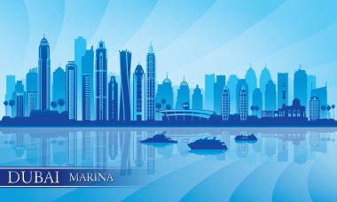 Dubai marina şehir manzarası siluet arka plan