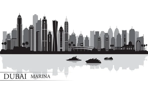 Dubai marina městské panorama silueta pozadí — Stockový vektor