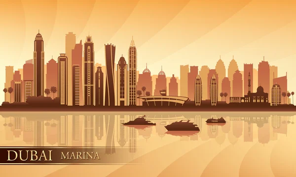 Dubai marina city skyline van silhouet achtergrond — Stockvector