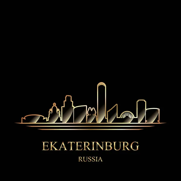 Goud Silhouet Van Ekaterinburg Zwarte Achtergrond Vector Illustratie — Stockvector