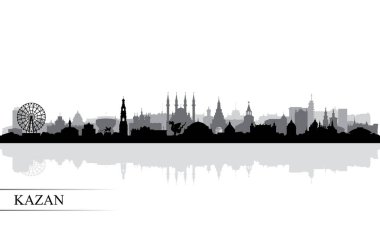 Kazan şehrinin siluet arkaplanı, vektör illüstrasyonu