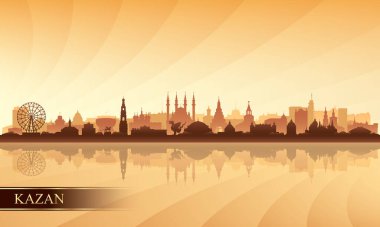 Kazan şehrinin siluet arkaplanı, vektör illüstrasyonu