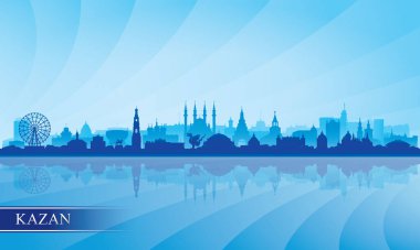 Kazan şehrinin siluet arkaplanı, vektör illüstrasyonu