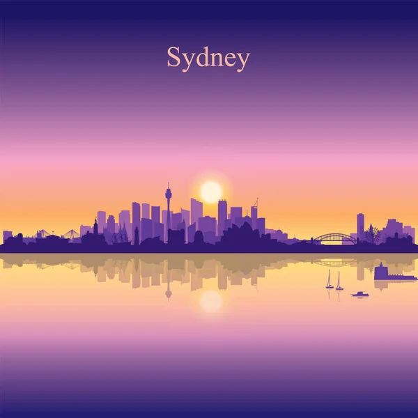 日落背景矢量图上的悉尼市概况 — 图库矢量图片
