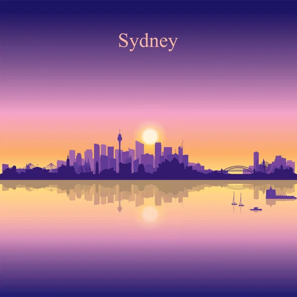 Sydney Città Silhouette Sul Tramonto Sfondo Vettore Illustrazione — Vettoriale Stock