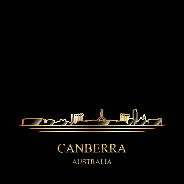Silhouette Oro Canberra Sfondo Nero Vettoriale Illustrazione — Vettoriale Stock