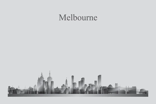 Melbourne Város Skyline Sziluett Egy Szürkeárnyalatos Vektor Illusztráció — Stock Vector