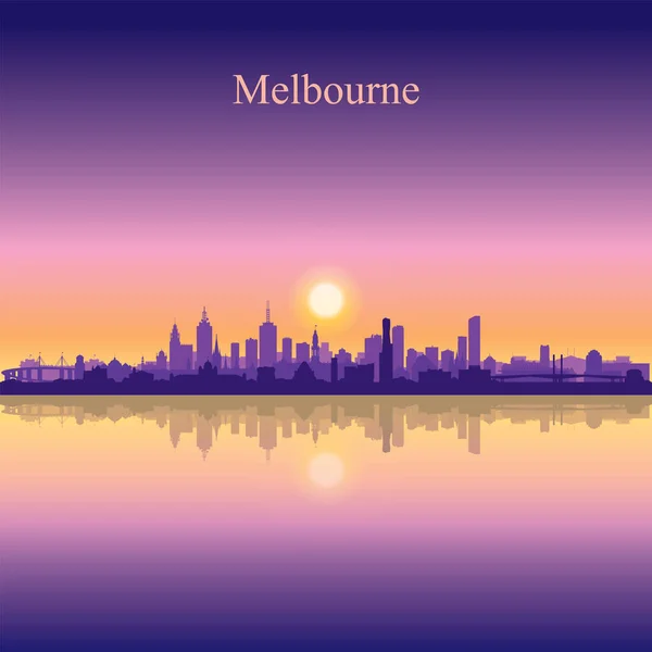 Melbourne Cidade Silhueta Pôr Sol Fundo Vetor Ilustração — Vetor de Stock