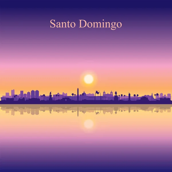 Santo Domingo Stad Silhouet Zonsondergang Achtergrond Vector Illustratie — Stockvector