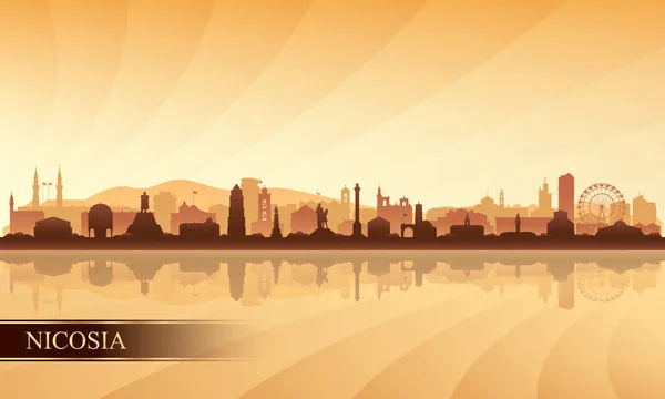 Nicosia Ciudad Skyline Silueta Fondo Vector Ilustración — Vector de stock