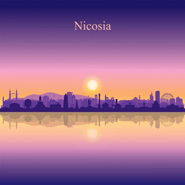 Nicosia Város Sziluett Naplemente Háttér Vektor Illusztráció — Stock Vector