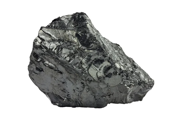 Un pedazo de carbón sobre blanco aislado —  Fotos de Stock